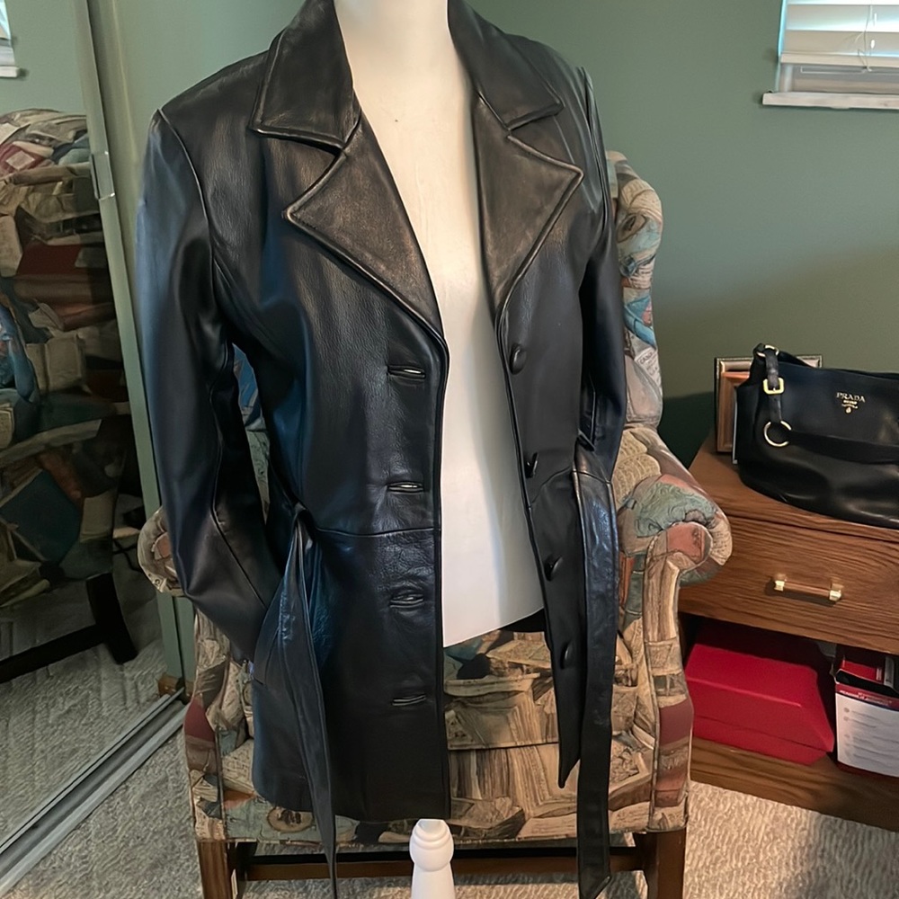 Stunning black leather coat